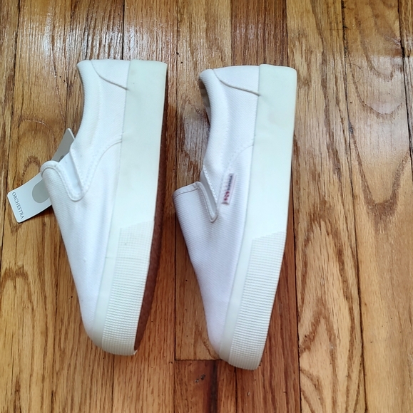 Superga 2306 Cotu Sneakers Slip On White Canvas Fabric Logo Platform 10 - Picture 13 of 16